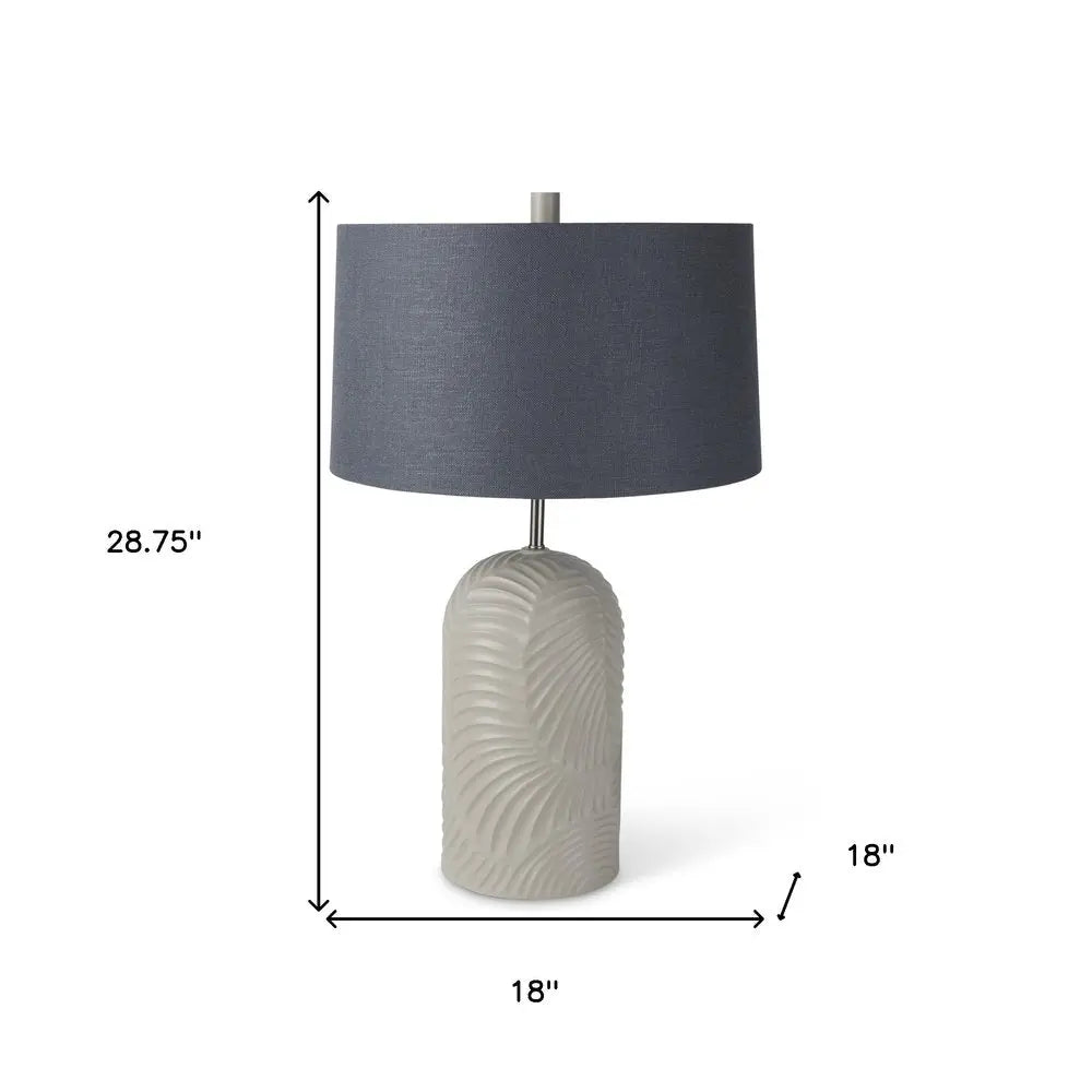 29" Beige Round Bedside Lamp With Blue Drum Shade HomeRoots