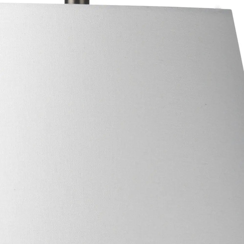 27" Gray Concrete Round Bedside Lamp With White Bell Shade HomeRoots