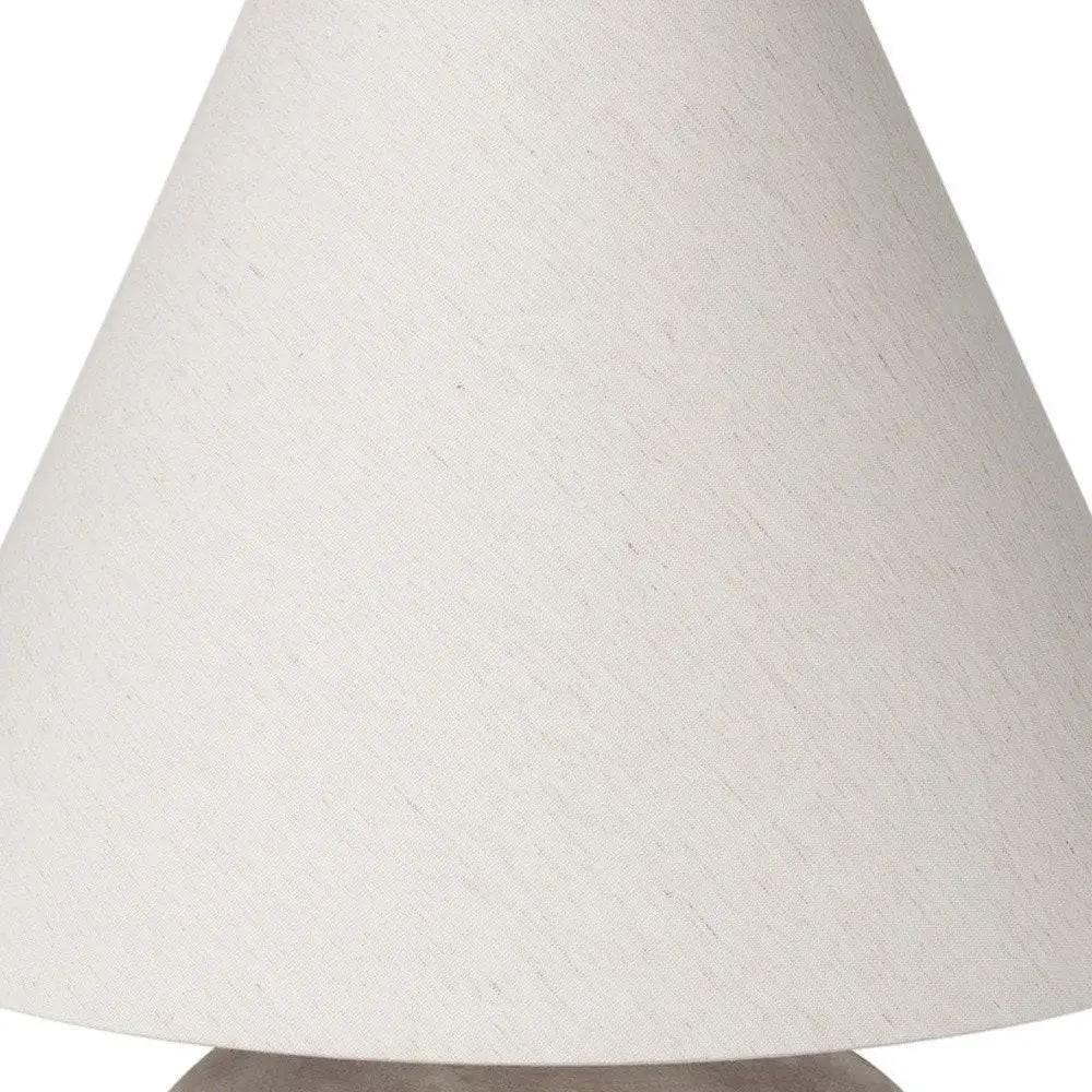 28" Beige Ceramic Round Bedside Lamp With Cream Drum Shade HomeRoots
