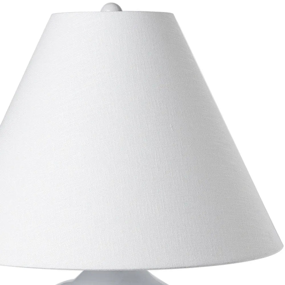 11" White Ceramic Round Bedside Lamp With White Bell Shade HomeRoots
