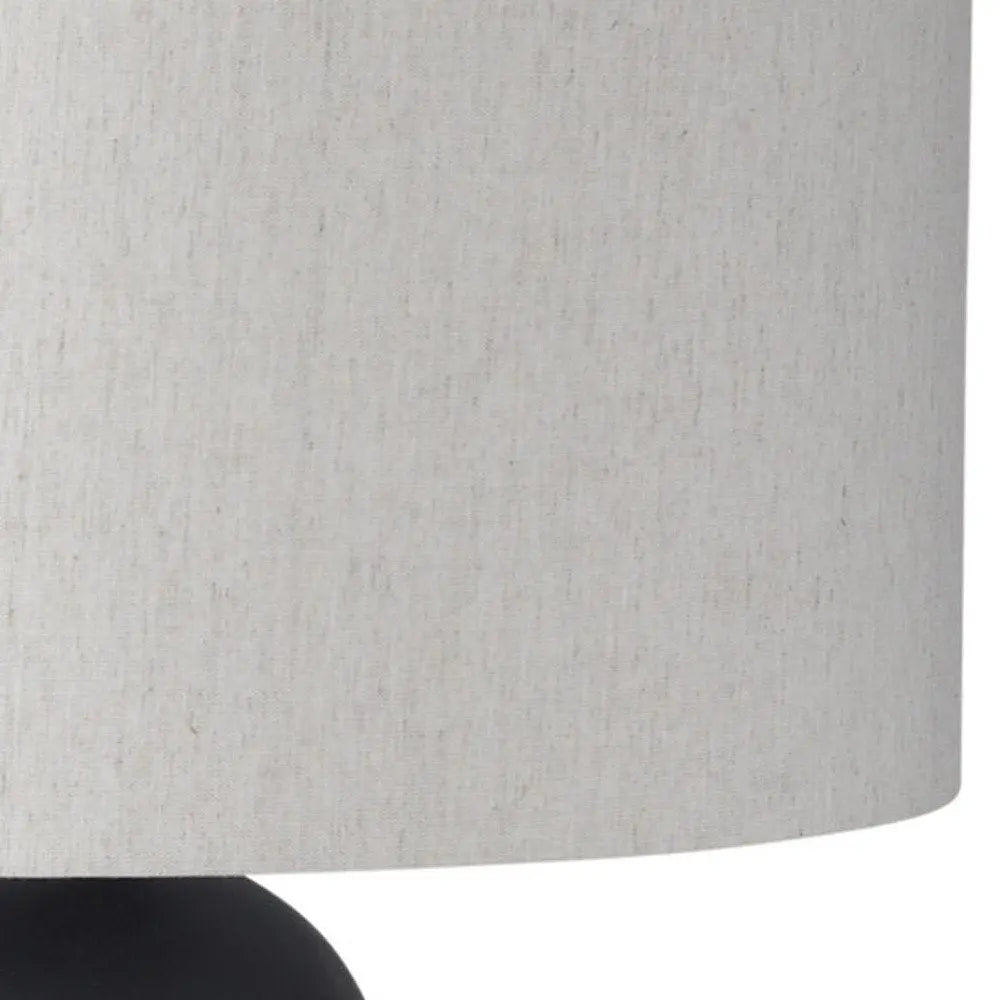 30" Black Ceramic Round Bedside Lamp With Cream Drum Shade HomeRoots