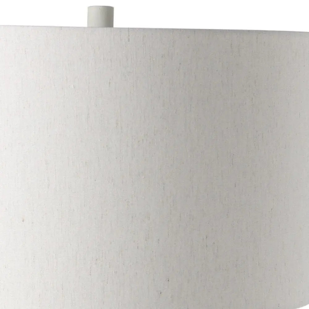30" Cream Ceramic Round Bedside Lamp With Cream Drum Shade HomeRoots