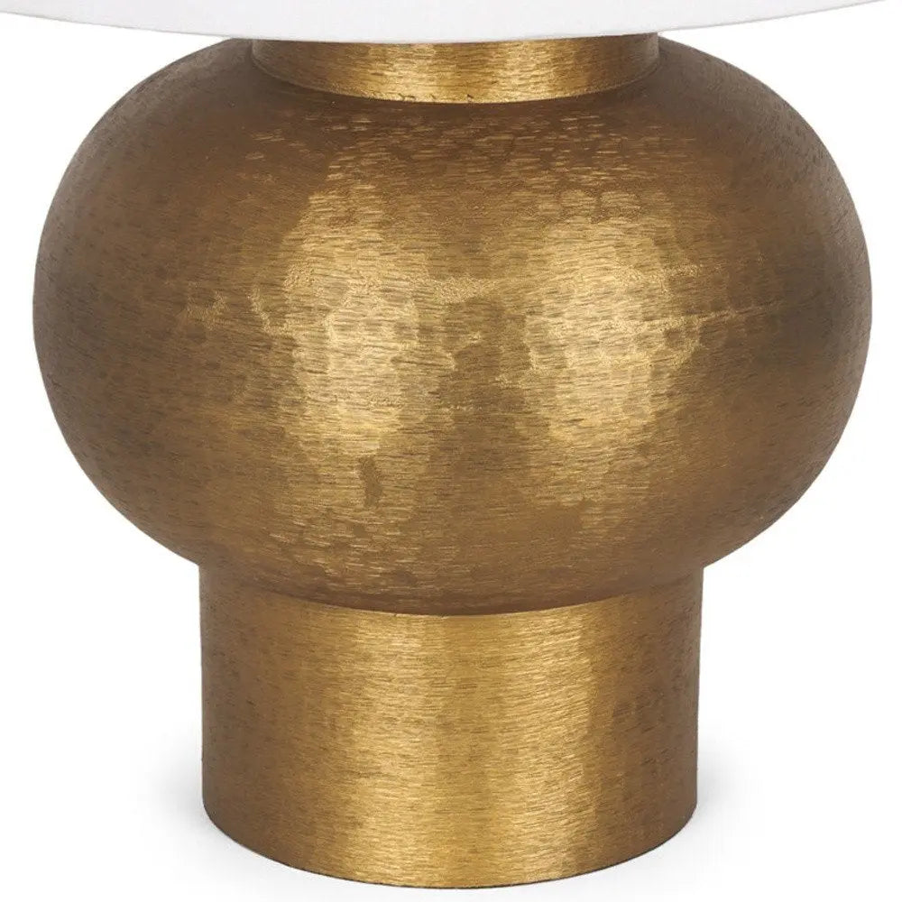 26" Gold Metal Round Bedside Lamp With White Bell Shade HomeRoots