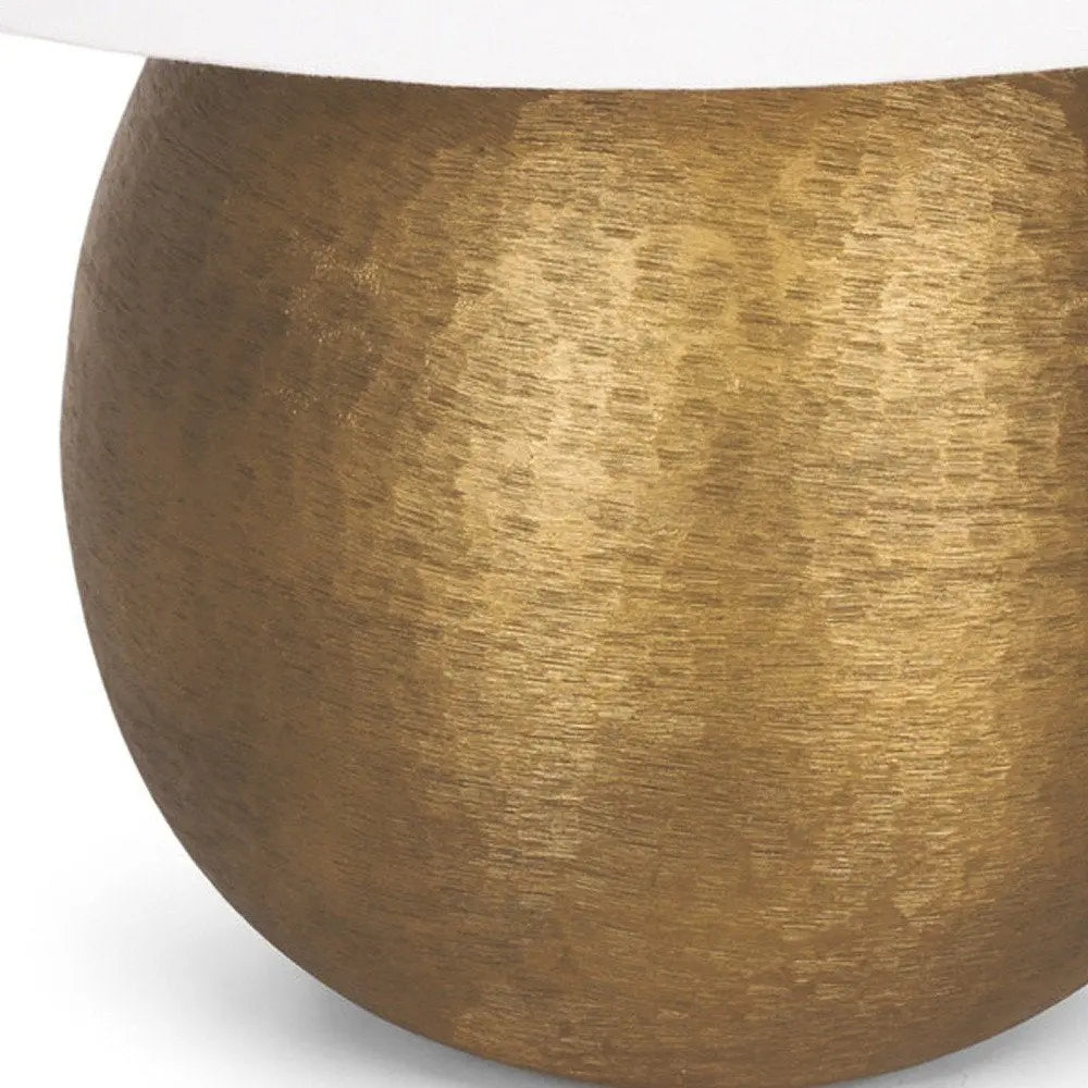 24" Gold Metal Round Bedside Lamp With White Bell Shade HomeRoots