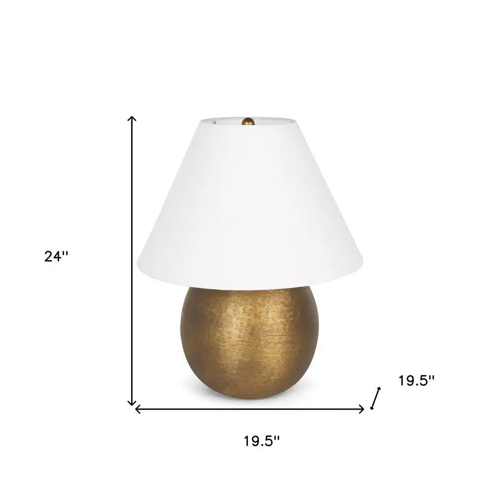 24" Gold Metal Round Bedside Lamp With White Bell Shade HomeRoots