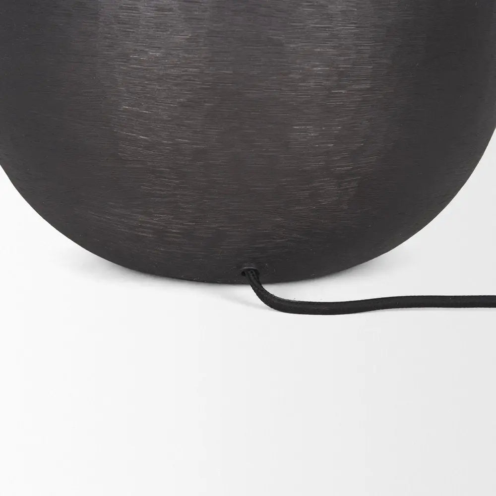 24" Black Metal Round Bedside Lamp With Beige Bell Shade HomeRoots