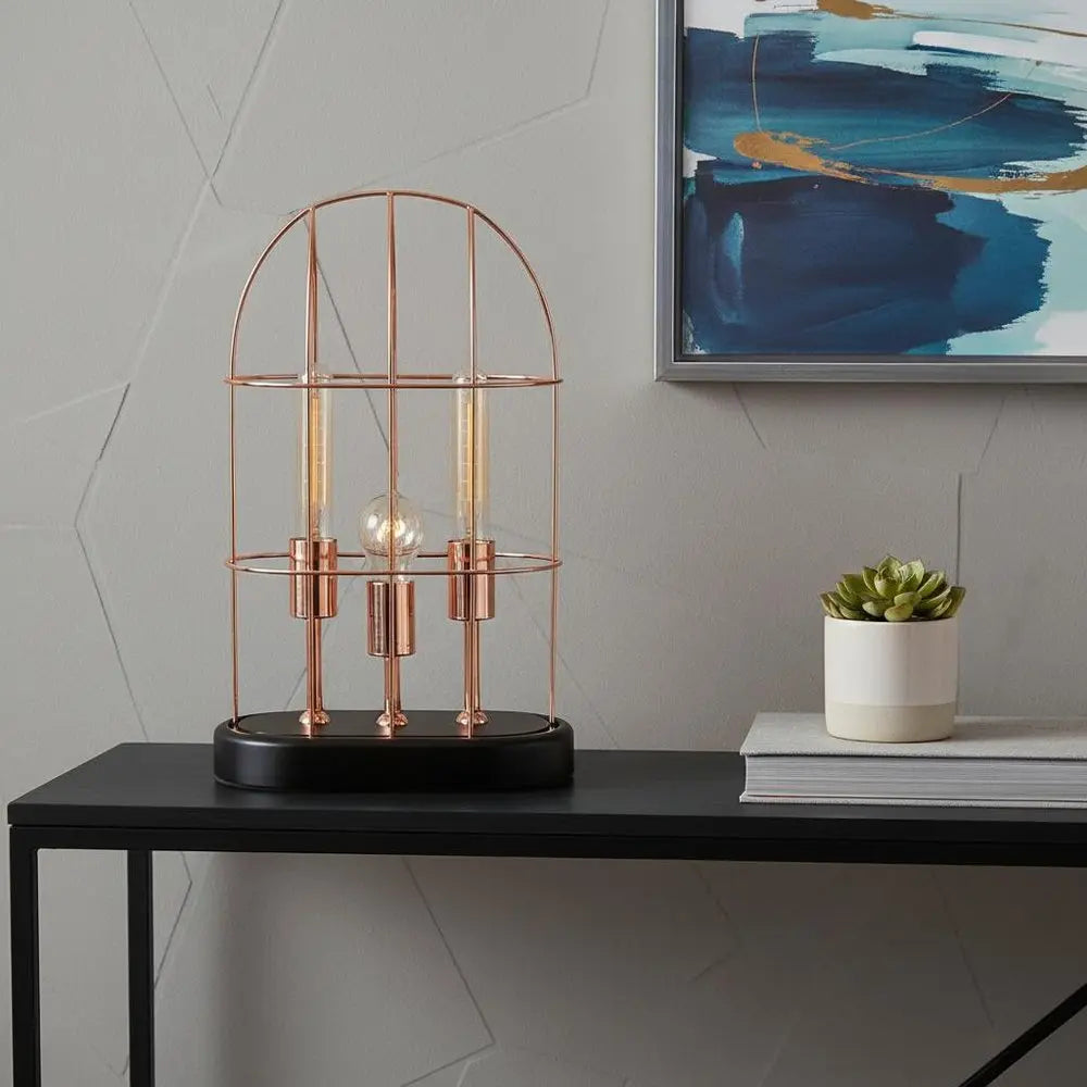 19" Black Metal Round Bedside Lamp HomeRoots