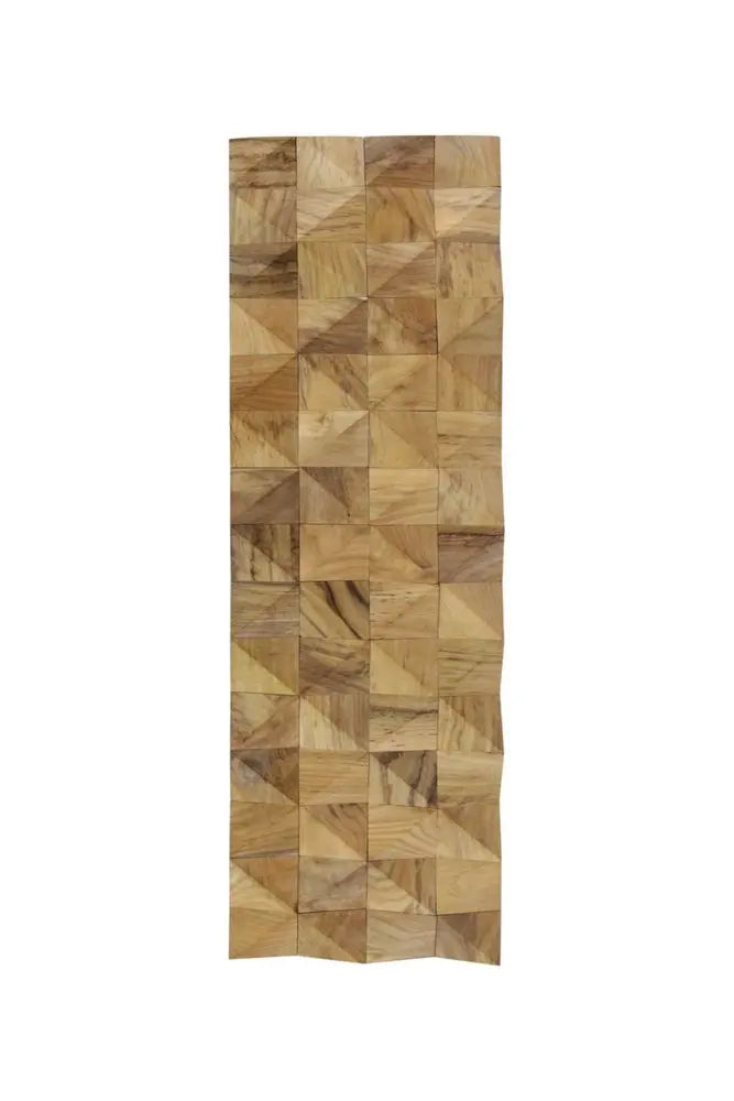 Brown 3D Embossed Diamond Teak Reclaimed Wood Decorative Wall Panels HomeRoots