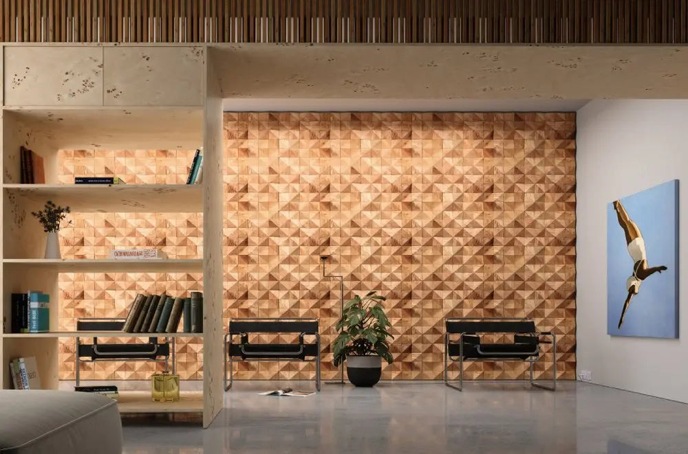 Brown 3D Embossed Diamond Teak Reclaimed Wood Decorative Wall Panels HomeRoots