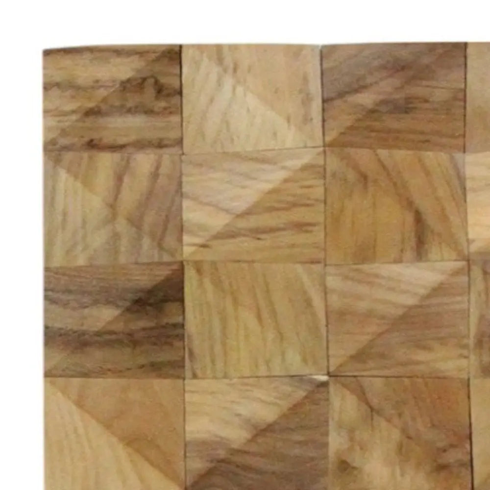 Brown 3D Embossed Diamond Teak Reclaimed Wood Decorative Wall Panels HomeRoots