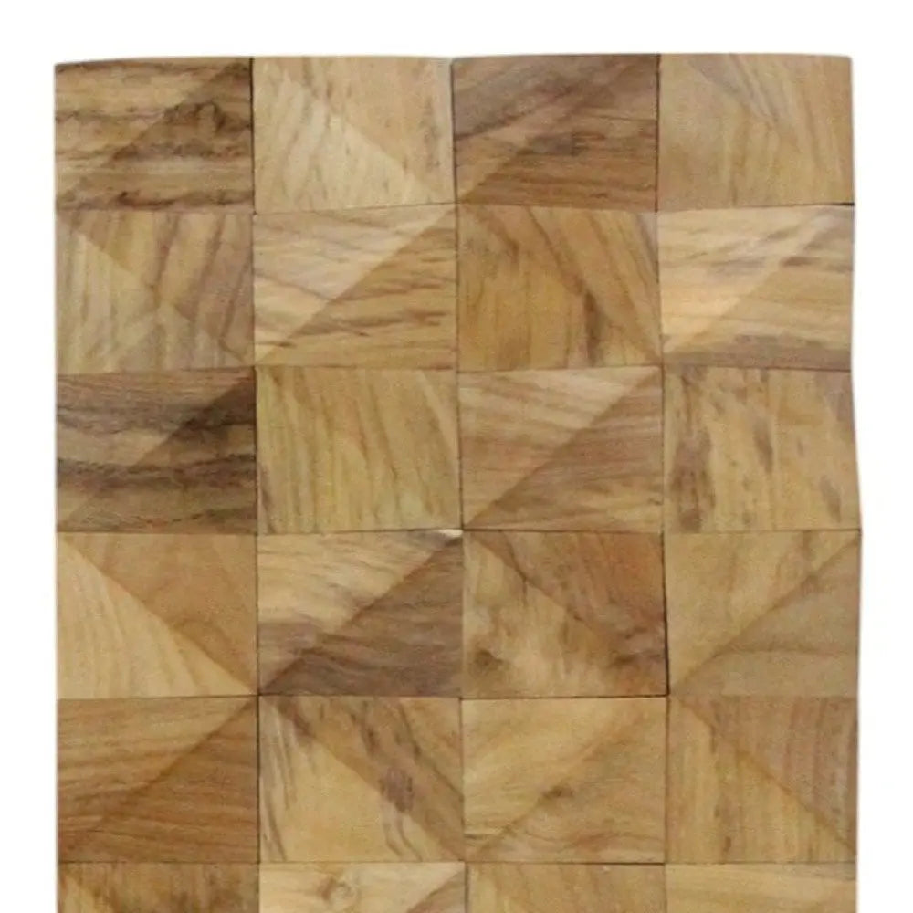 Brown 3D Embossed Diamond Teak Reclaimed Wood Decorative Wall Panels HomeRoots