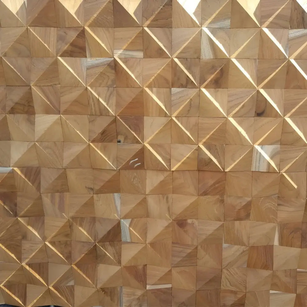 Brown 3D Embossed Diamond Teak Reclaimed Wood Decorative Wall Panels HomeRoots