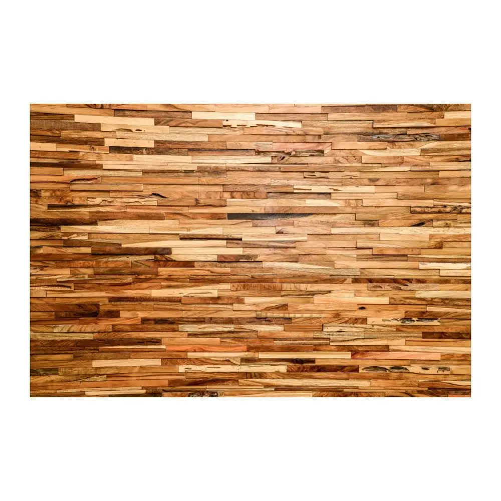 Brown 3D Embossed Geometric Teak Reclaimed Wood Decorative Wall Panels HomeRoots