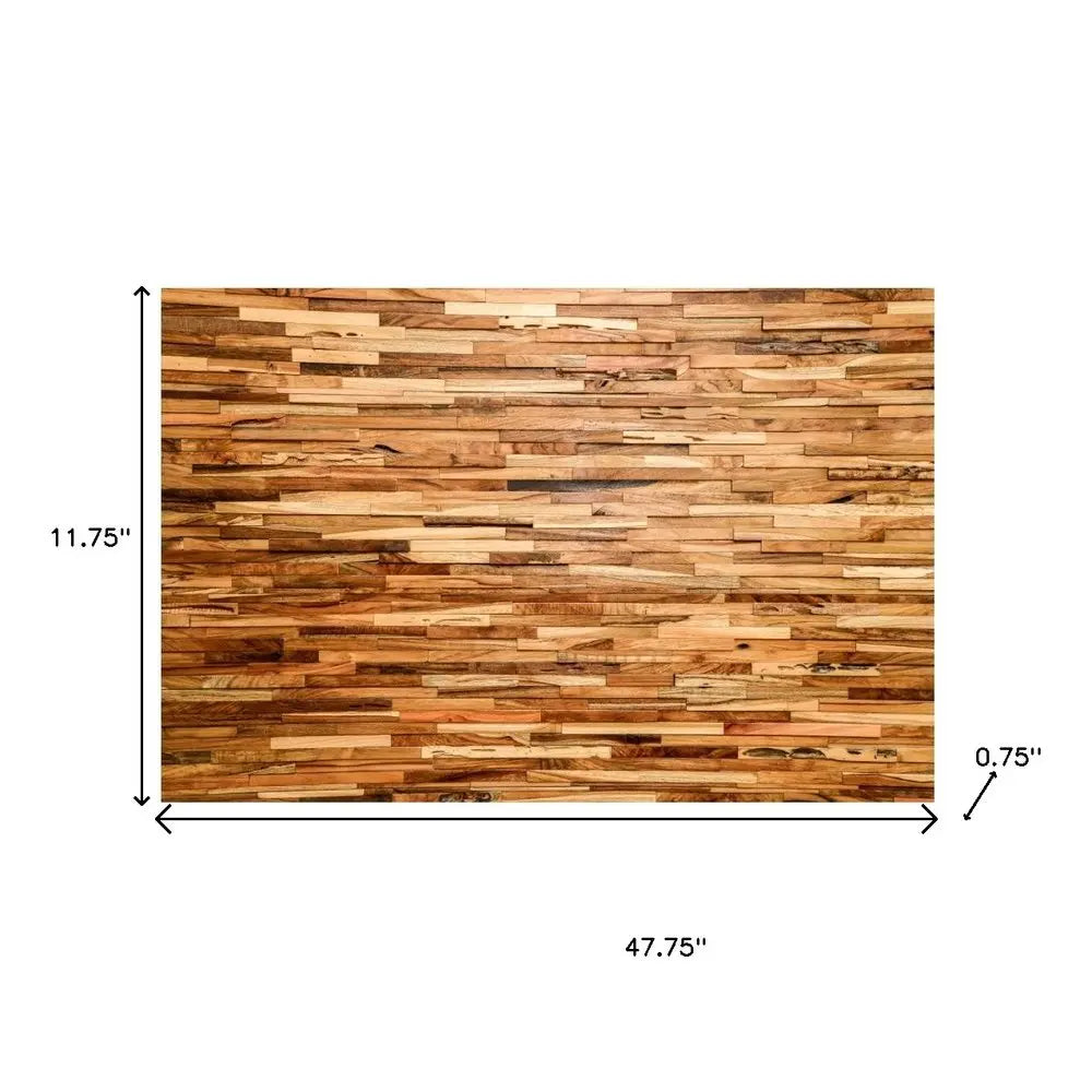 Brown 3D Embossed Geometric Teak Reclaimed Wood Decorative Wall Panels HomeRoots