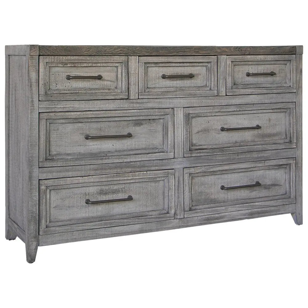 62" Brown Solid Wood Seven Drawer Double Dresser - NOBLE HOME INTERIORS