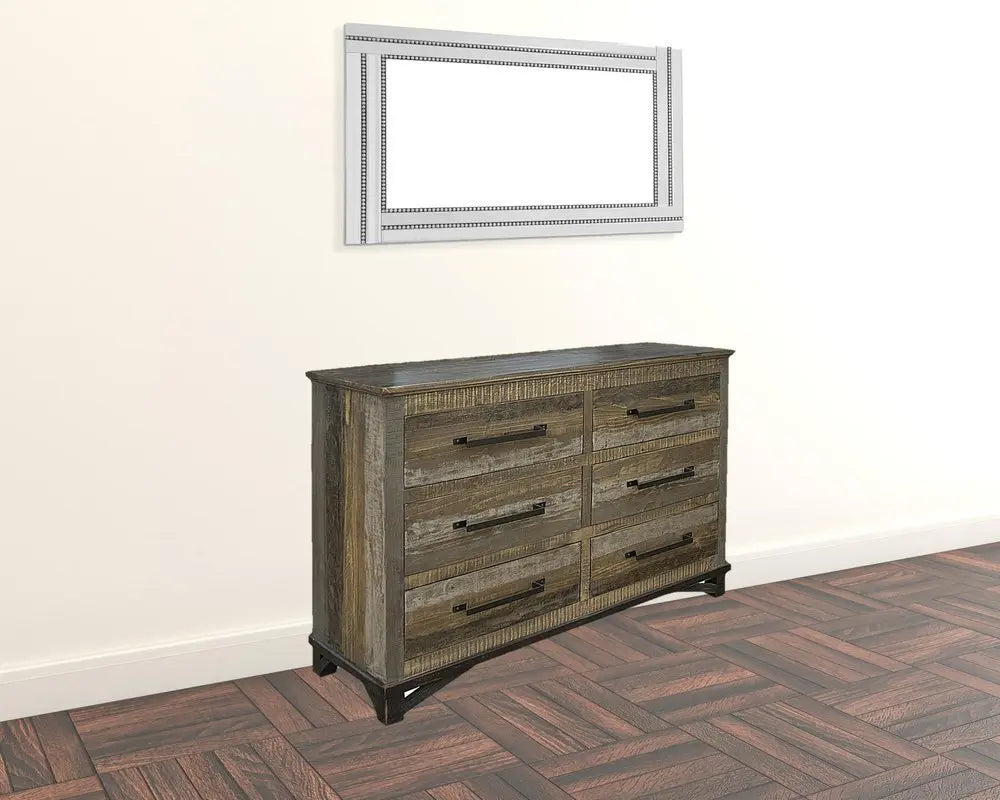 62" Brown Solid Wood Six Drawer Double Dresser - NOBLE HOME INTERIORS