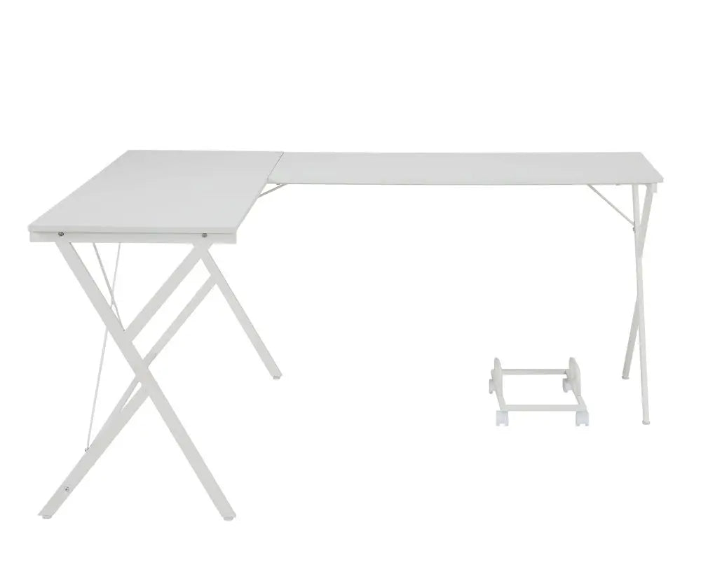 62" White L Shape Computer Desk - NOBLE HOME INTERIORS
