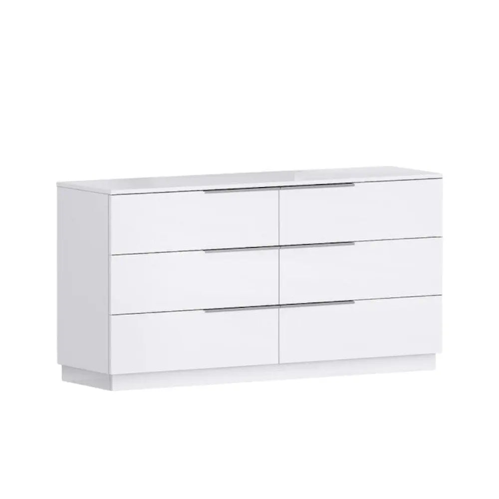 62" White Wood Six Drawer Double Dresser - NOBLE HOME INTERIORS