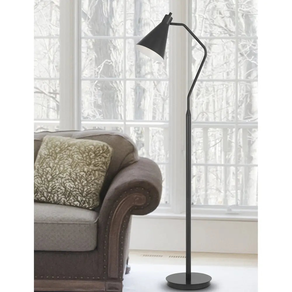 63" Gray Metal Reading Floor Lamp With Gray Metal Cone Shade HomeRoots