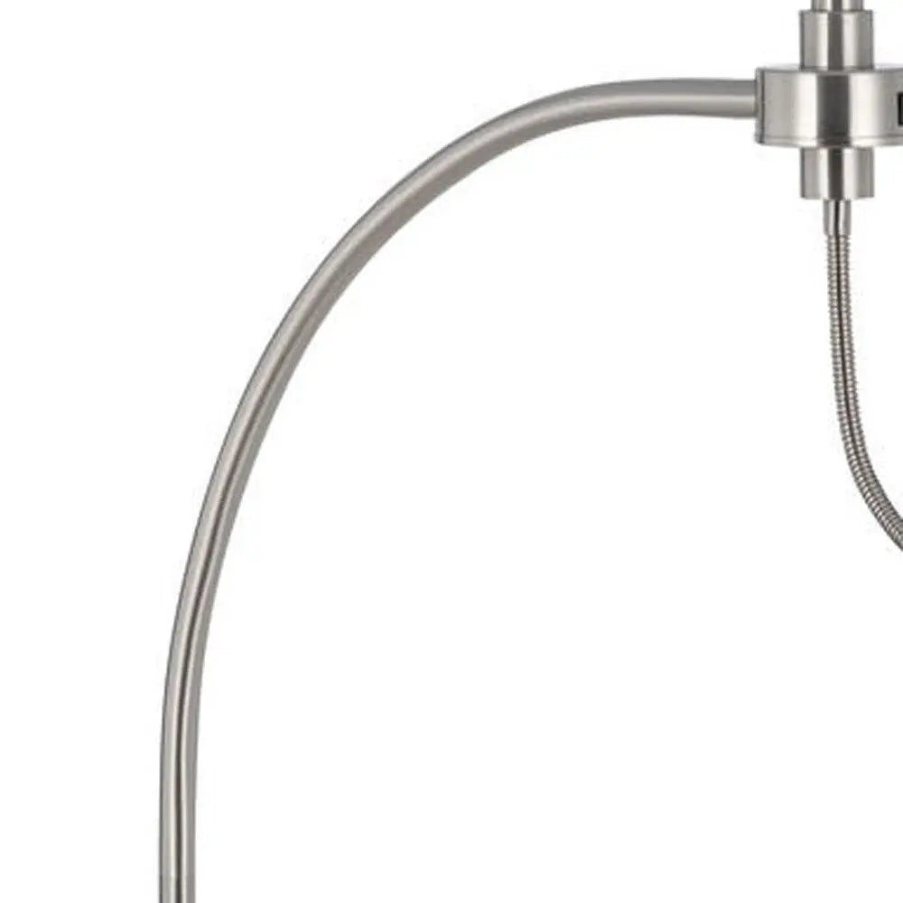 68" Nickel Metal Reading Floor Lamp With White Fabric Empire Shade HomeRoots