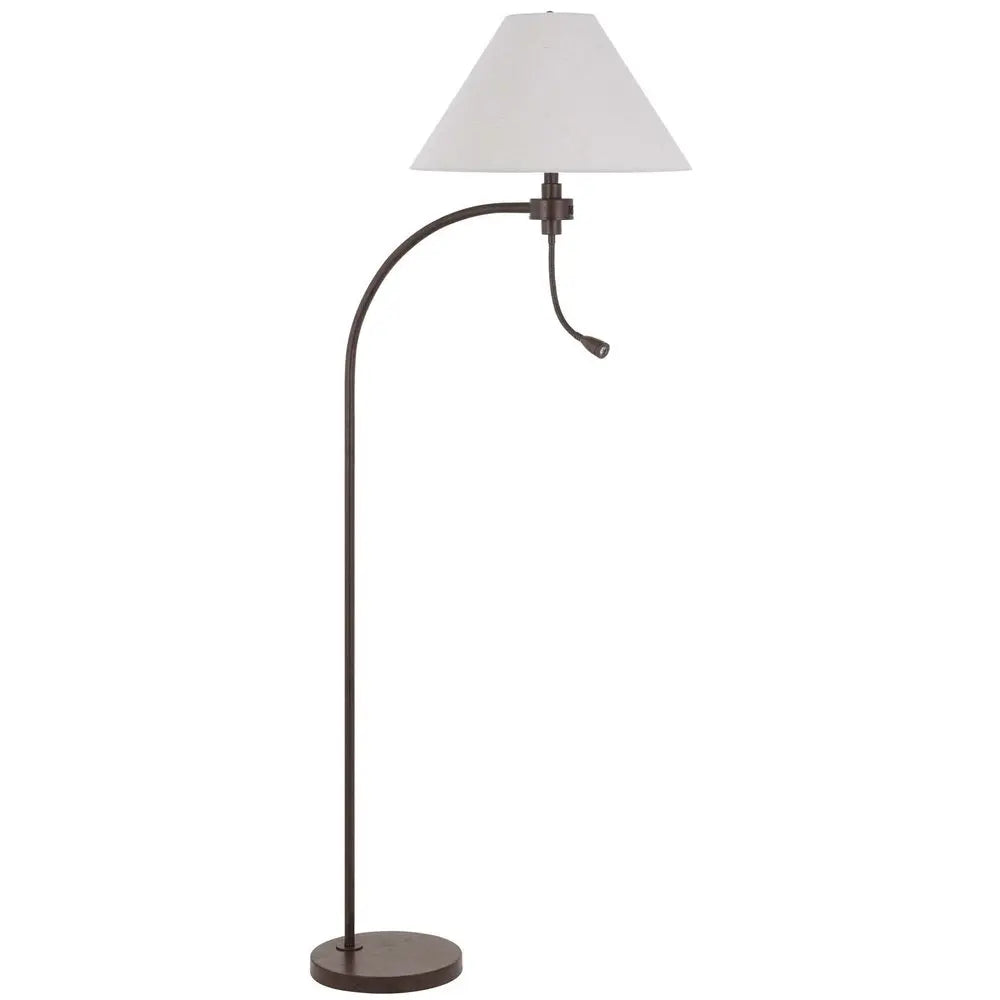 68" Rust Metal Reading Floor Lamp With Gray Fabric Empire Shade HomeRoots