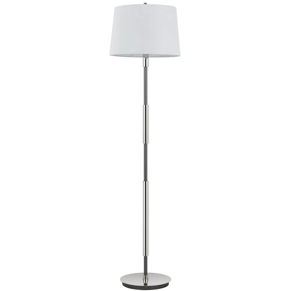 60" Silver Metal Floor Lamp With White Fabric Drum Shade HomeRoots