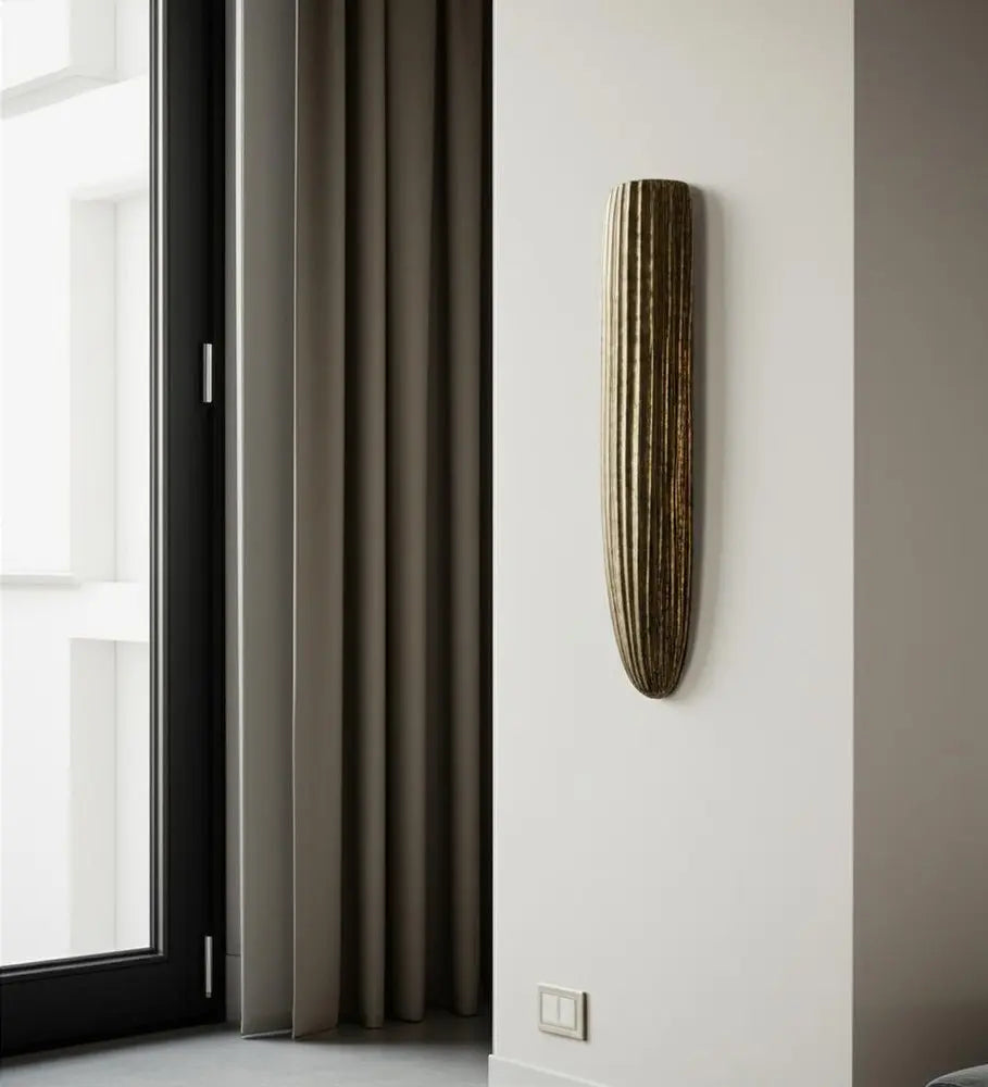 12" Antiqued Gold Ribbed Aluminum Wall Vase HomeRoots