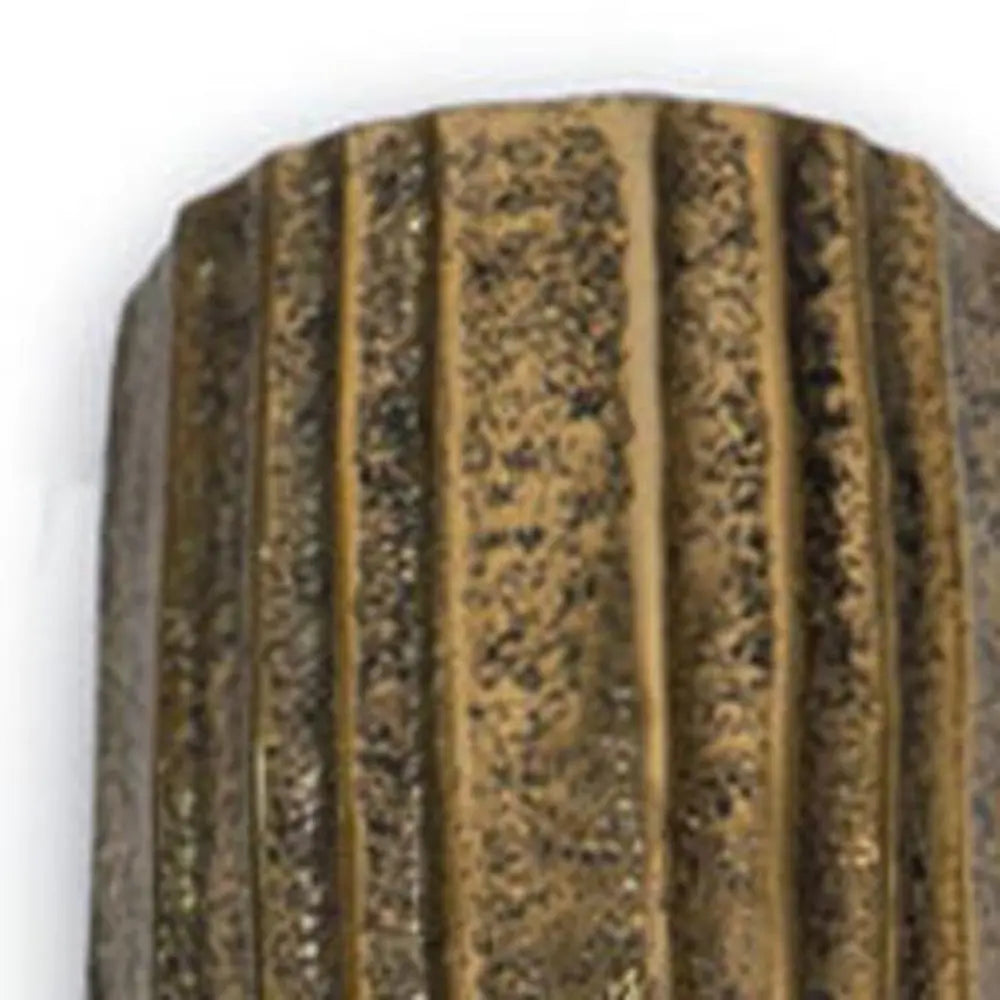 12" Antiqued Gold Ribbed Aluminum Wall Vase HomeRoots