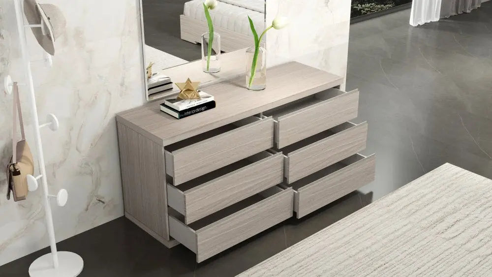 63" Beige Wood Six Drawer Double Dresser - NOBLE HOME INTERIORS