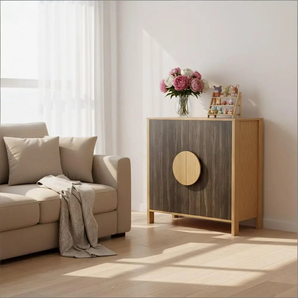 63" Sepia Solid Wood Console Accent Cabinet With Two Doors - NOVA HOME FURNITURE