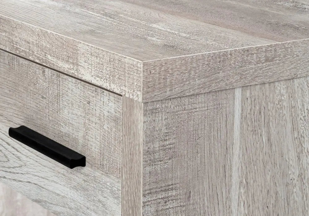 63" Taupe L Shape Computer Desk With Eight Drawers - NOBLE HOME INTERIORS