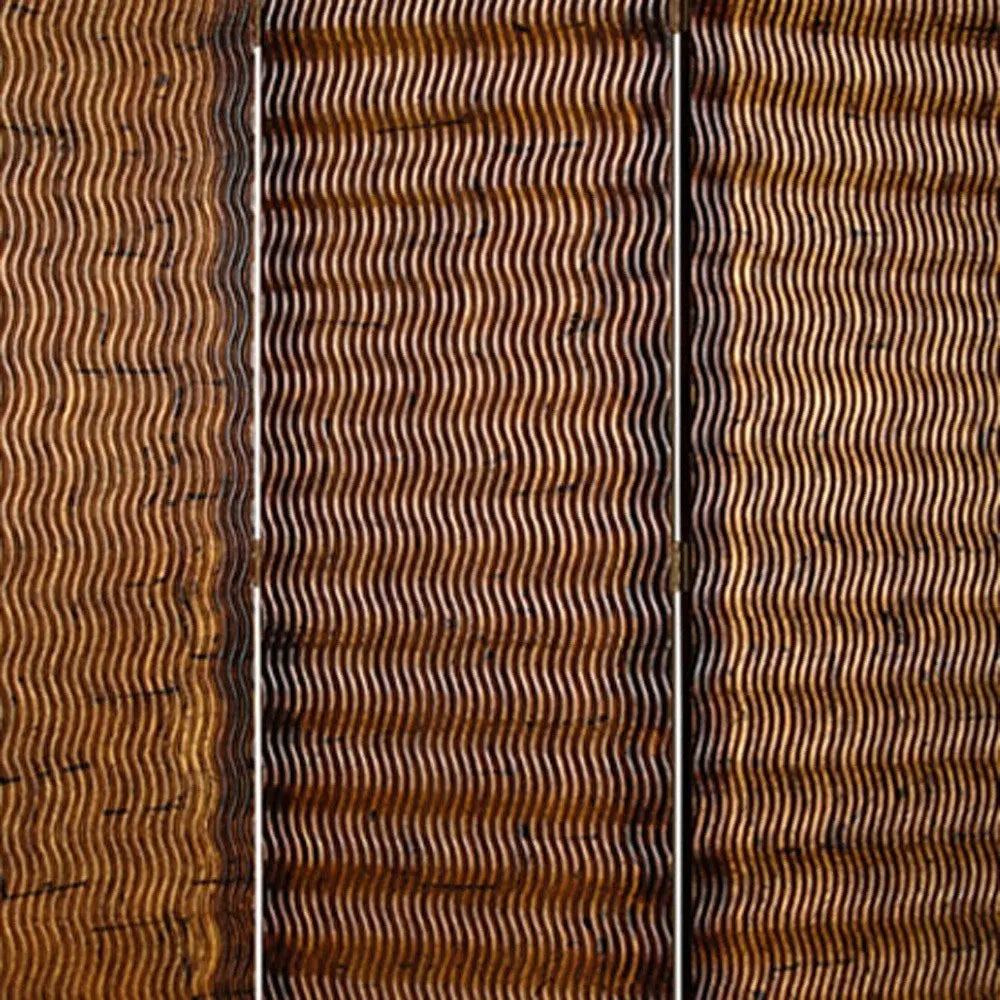 63" X 72" Brown Wood 3 Panel Screen - NOBLE HOME INTERIORS