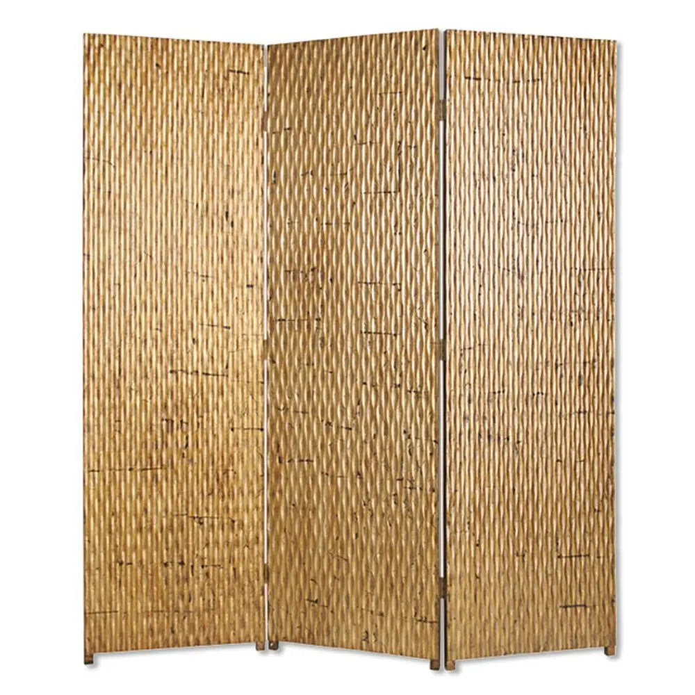 63" X 72" Silver Wood 3 Panel Screen - NOBLE HOME INTERIORS