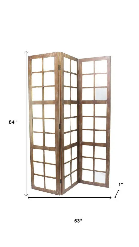 63 X 84 Brown Wood Mirror Screen - NOBLE HOME INTERIORS