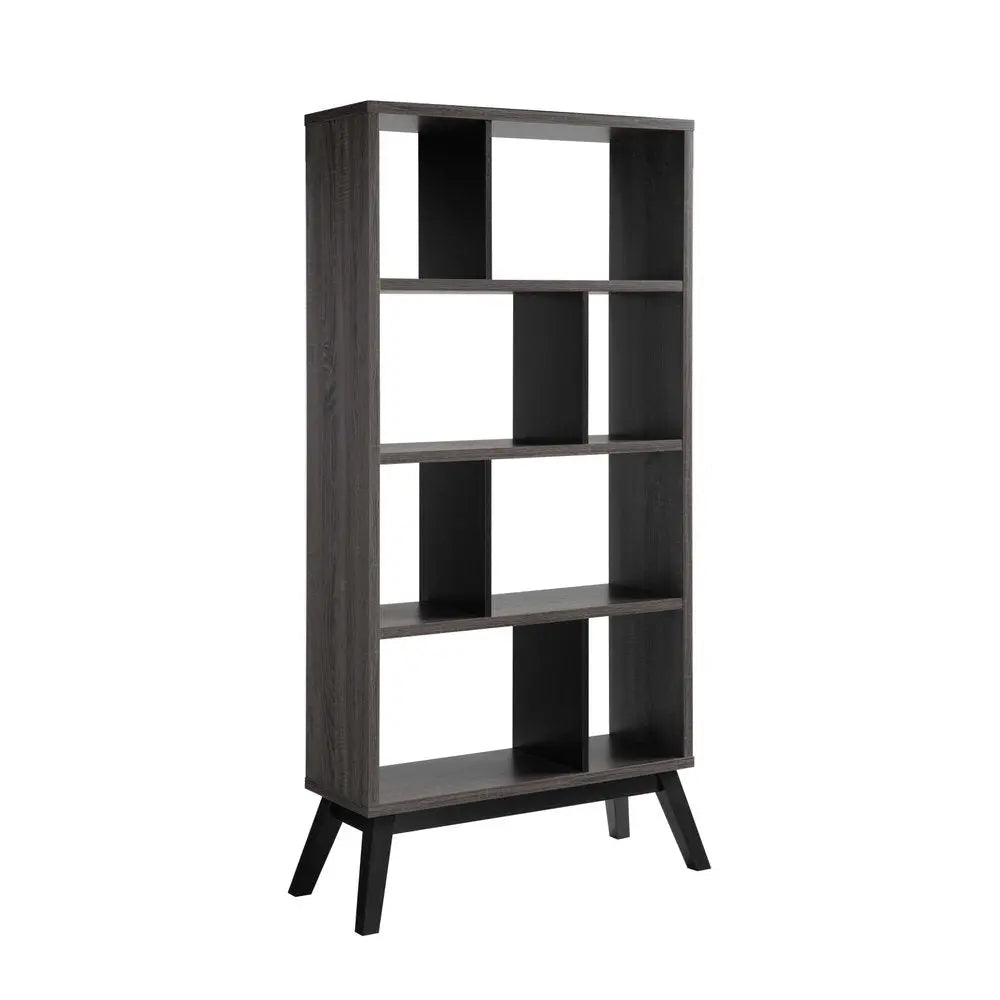 65" Gray Wood Four Tier Etagere Bookcase HomeRoots