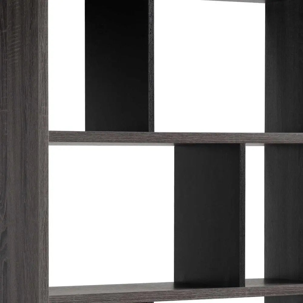 65" Gray Wood Four Tier Etagere Bookcase HomeRoots