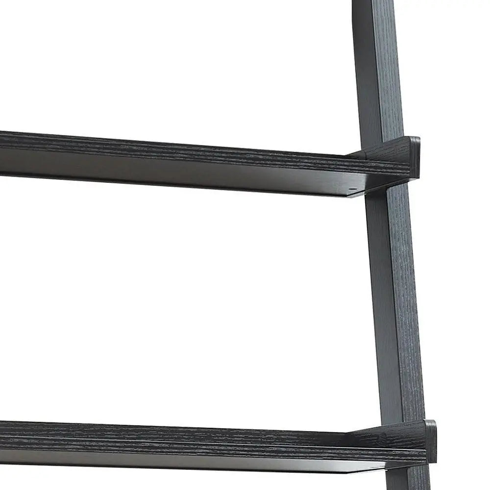 72" Espresso Wood Five Tier Ladder Bookcase