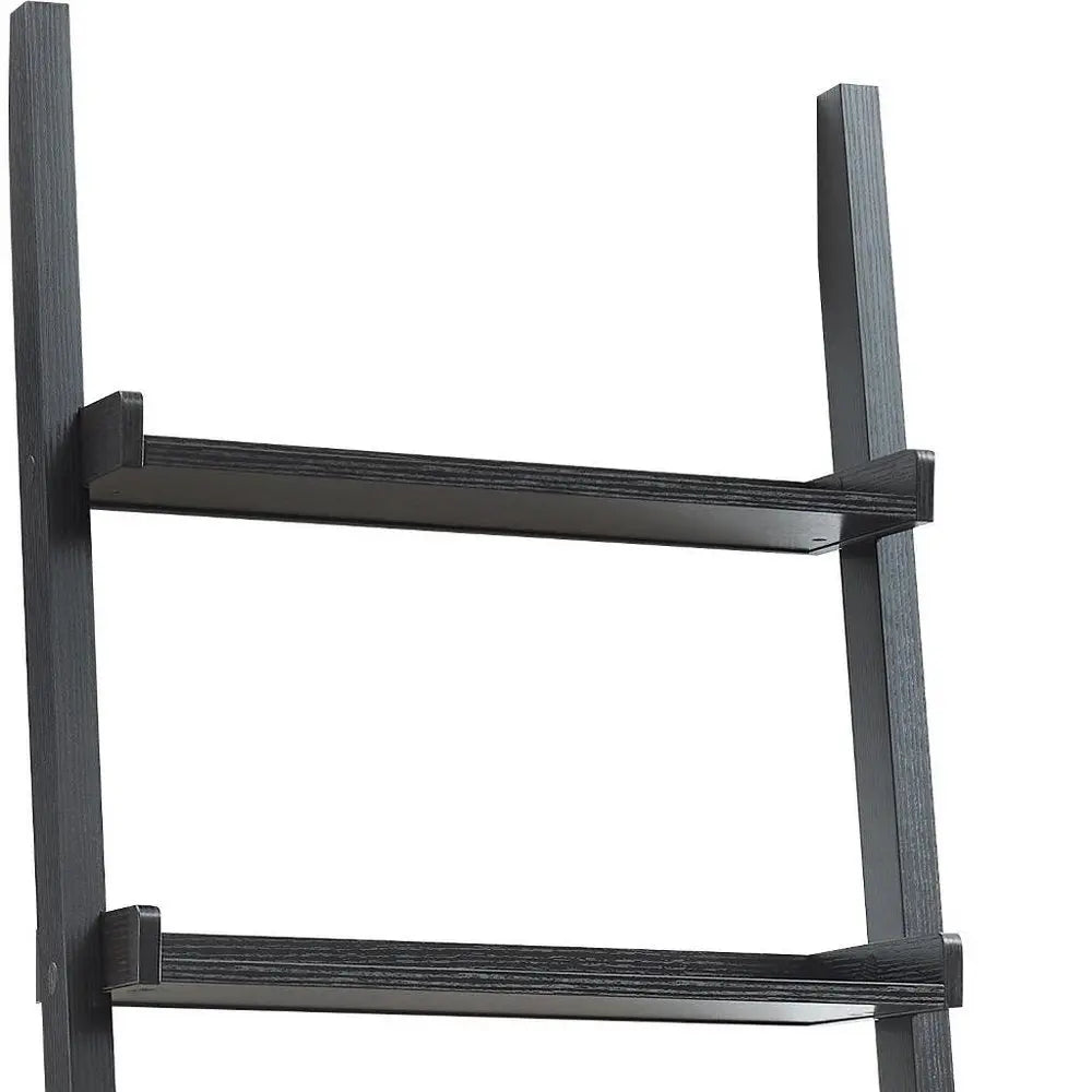 72" Espresso Wood Five Tier Ladder Bookcase