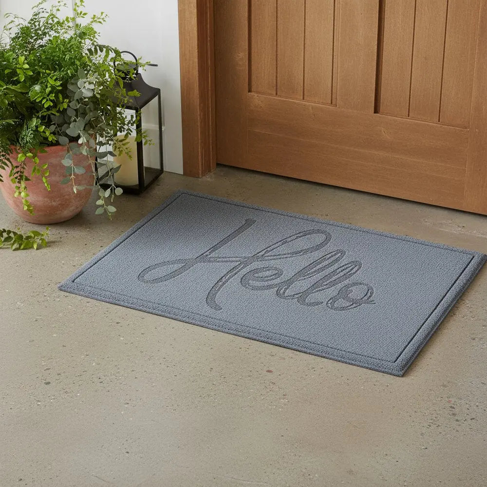 24" X 36" Gray Hello Outdoor Polypropylene Door Mat HomeRoots