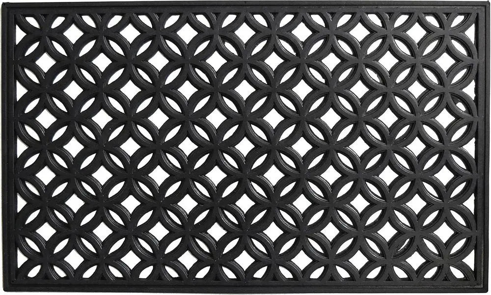 18" X 30" Black Geometric Outdoor Rubber And Rubber Door Mat