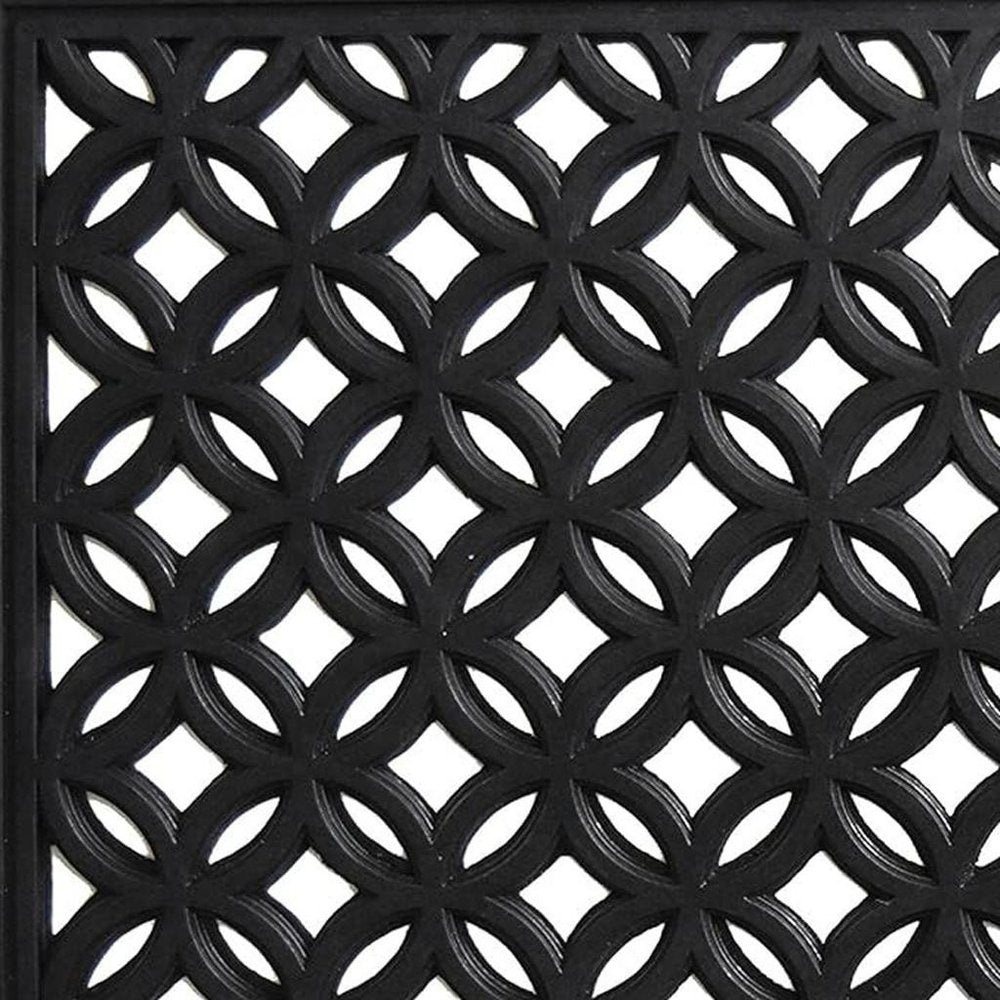 Felpudo geométrico negro de goma y caucho para exteriores de 45 x 76 cm