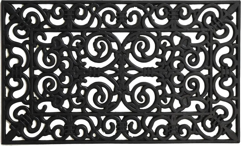 18" X 30" Black Scrollwork Outdoor Rubber Door Mat
