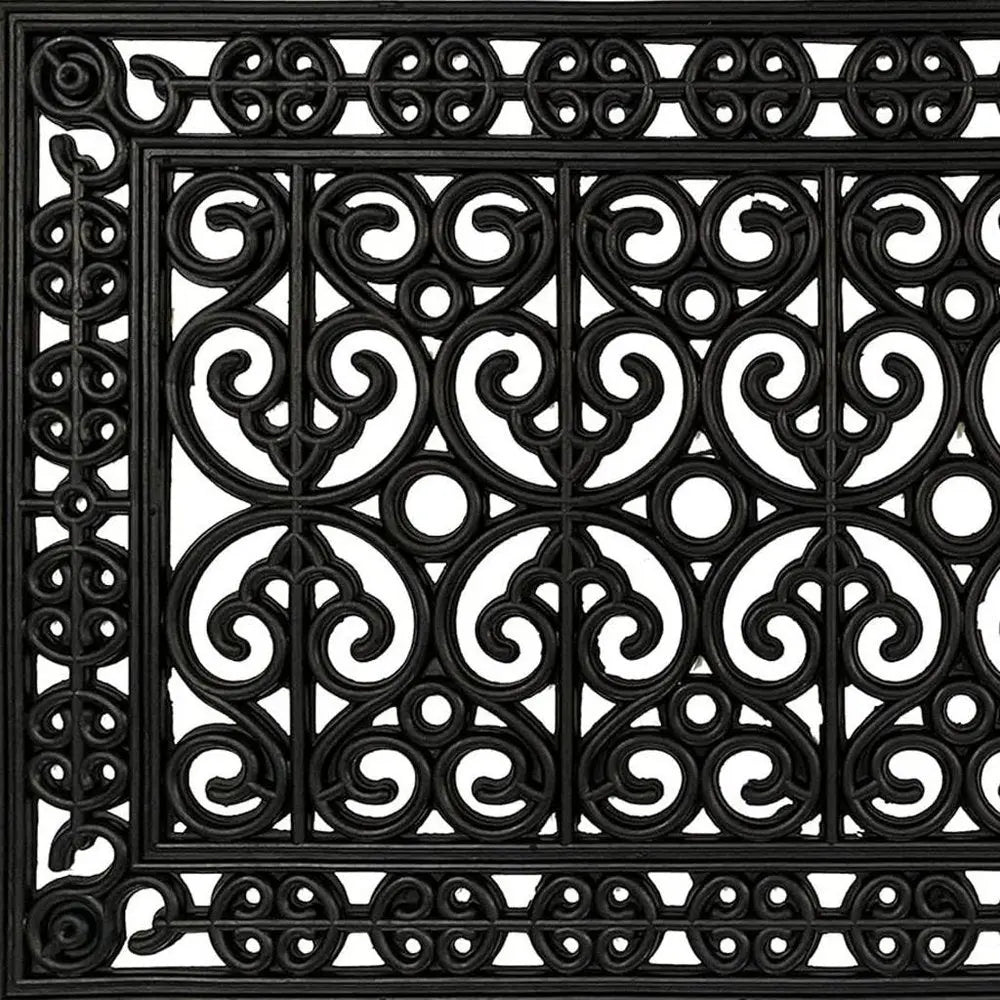 18" X 30" Black Scrollwork Outdoor Rubber Door Mat HomeRoots