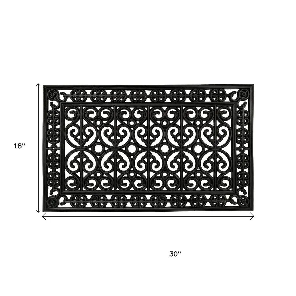 18" X 30" Black Scrollwork Outdoor Rubber Door Mat HomeRoots