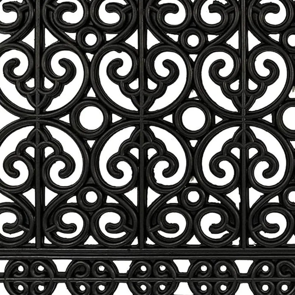 18" X 30" Black Scrollwork Outdoor Rubber Door Mat HomeRoots