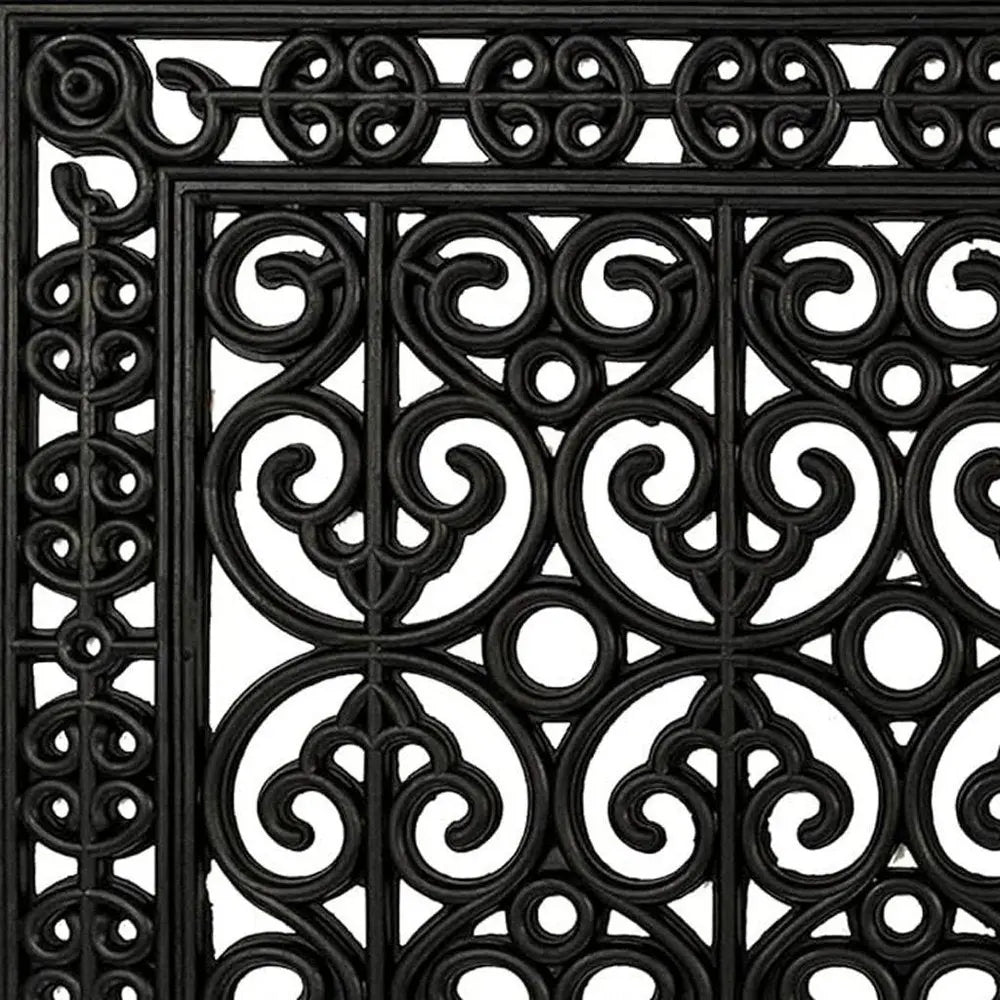 18" X 30" Black Scrollwork Outdoor Rubber Door Mat HomeRoots