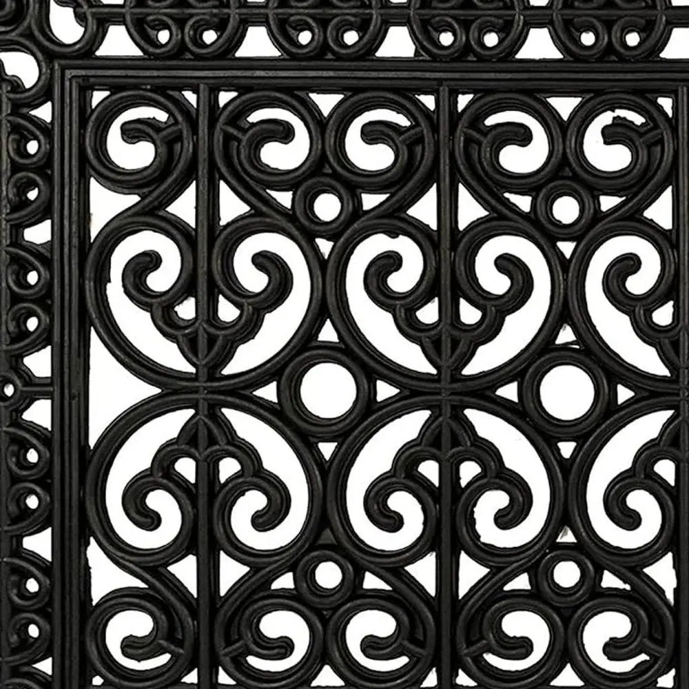 18" X 30" Black Scrollwork Outdoor Rubber Door Mat HomeRoots