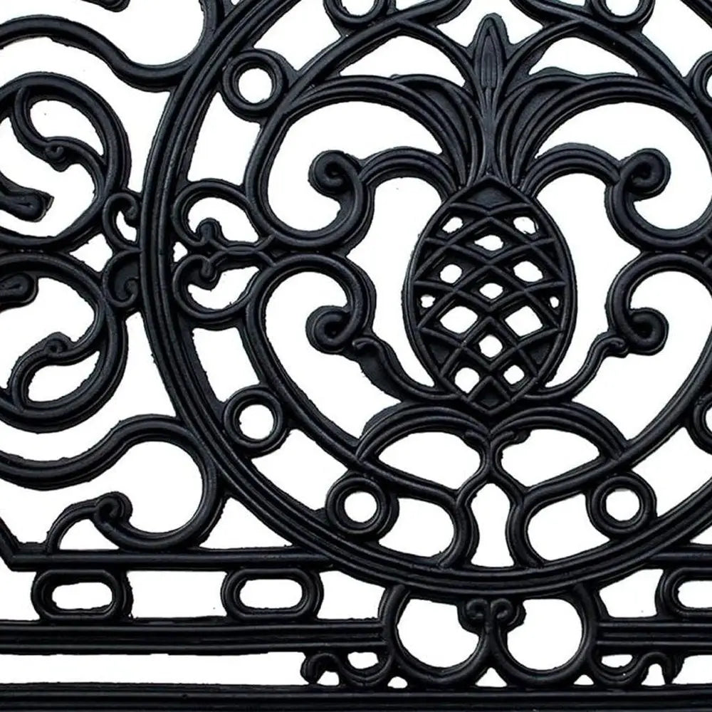 24" X 36" Black Pineapple And Scrollwork Outdoor Rubber Door Mat HomeRoots