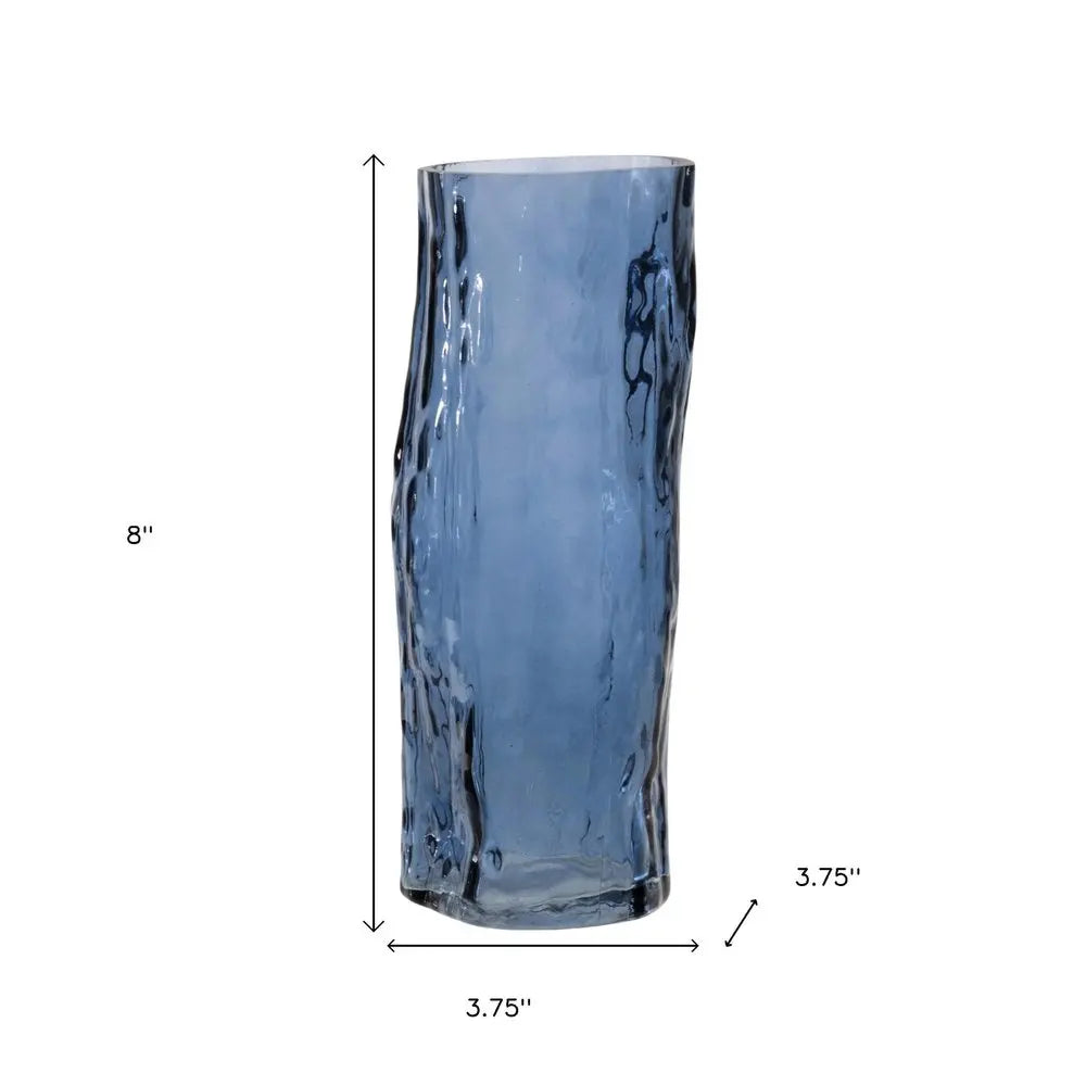 Set of Two Blue Wavy Glass Table Vase HomeRoots