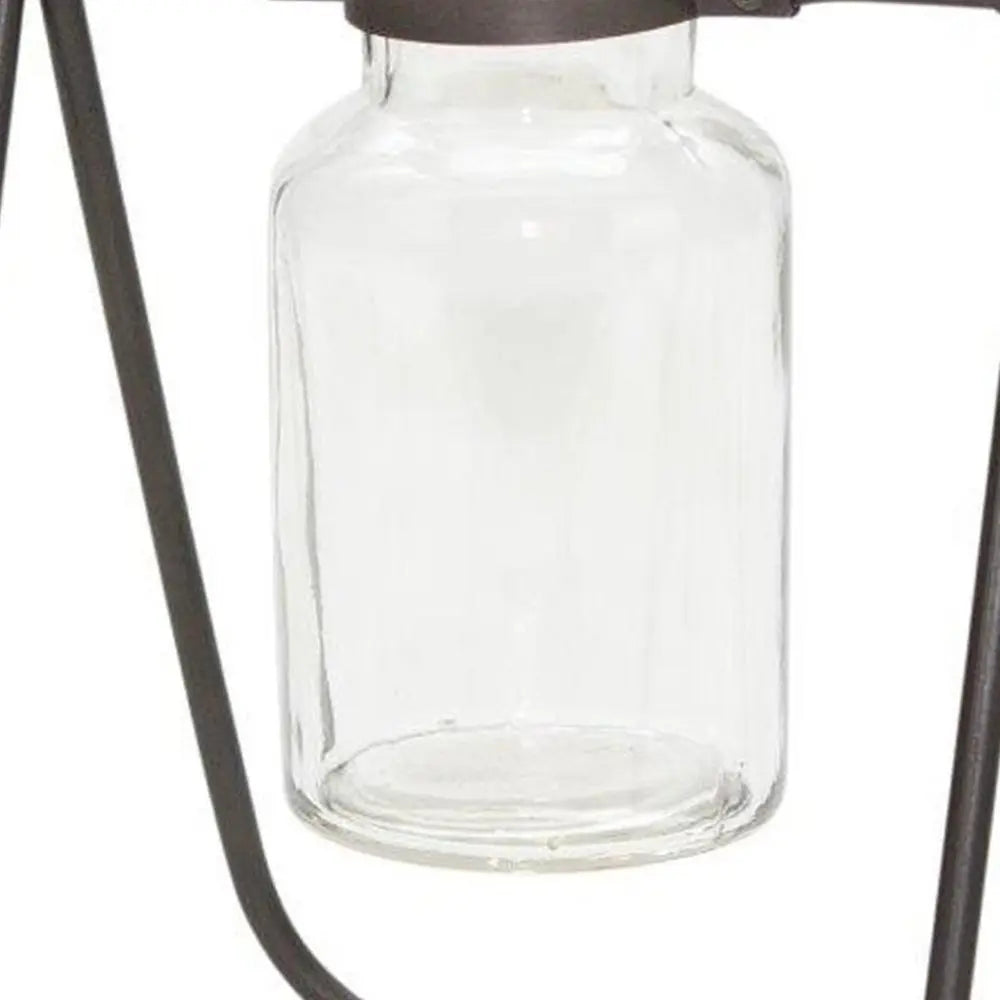 Set of Two Brown And Clear Round Metal Table Vase HomeRoots